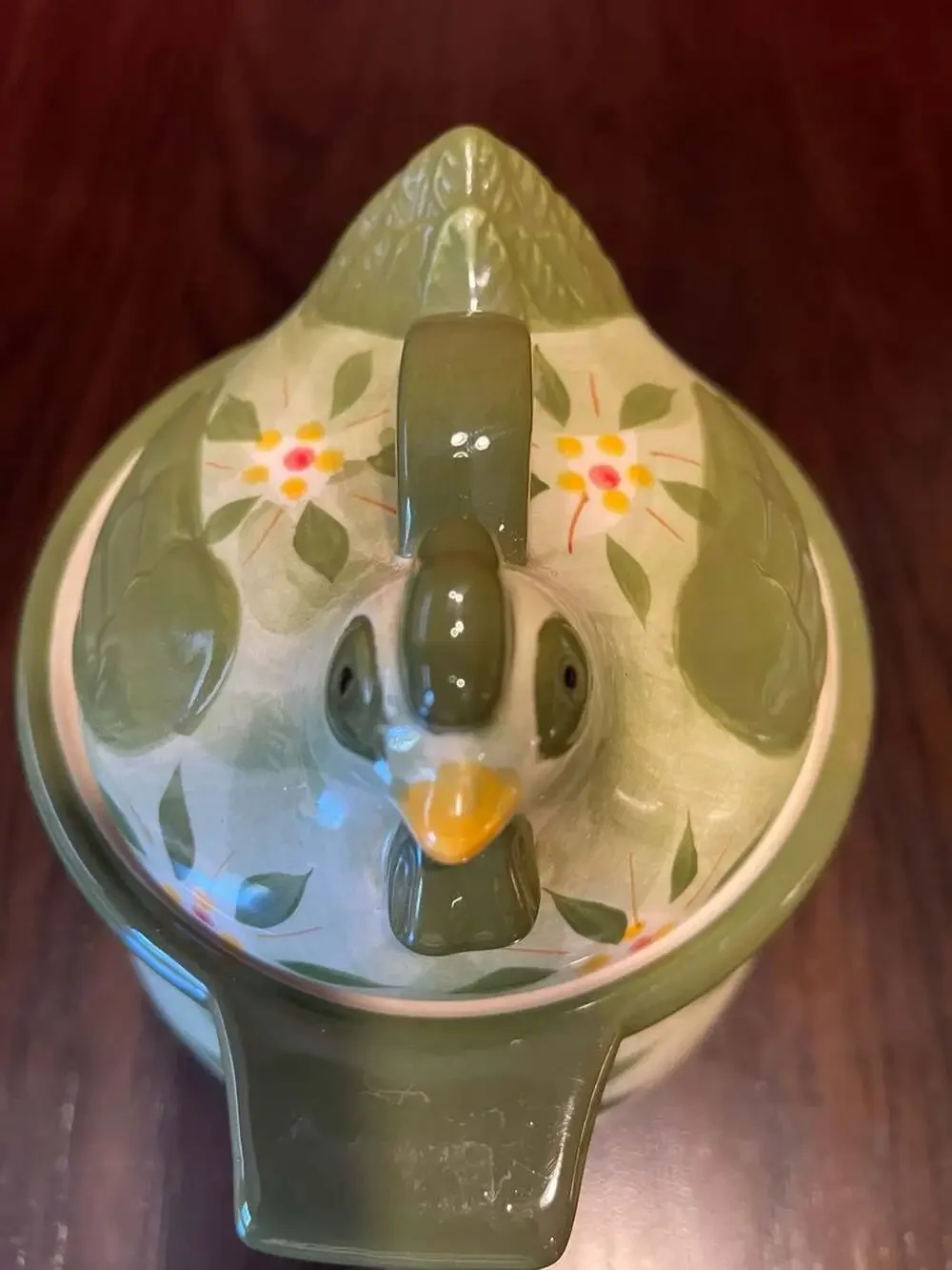 Temp-tations Old World Green Chicken Hen Mini Baker Canister Bowl with Lid